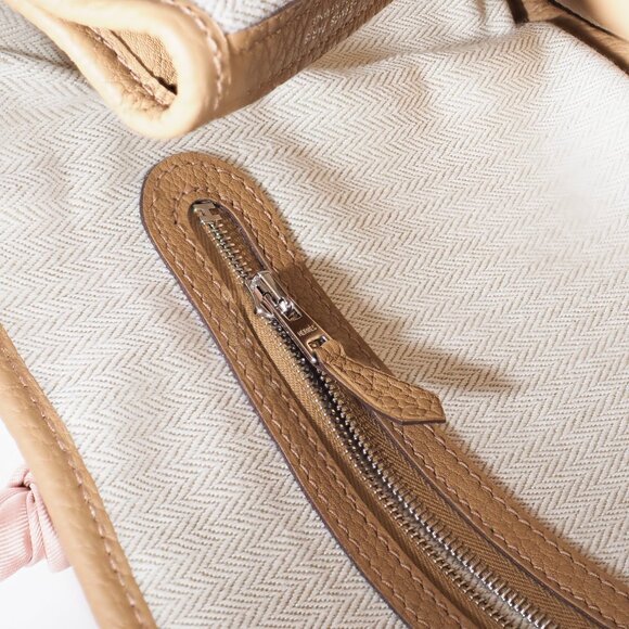 Hermès Garden Party 30 Gold Negonda Leather Tote with LV Twilly - Picture 14 of 14